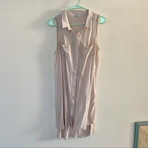 Stelen sleeveless pale pink button down tunic
